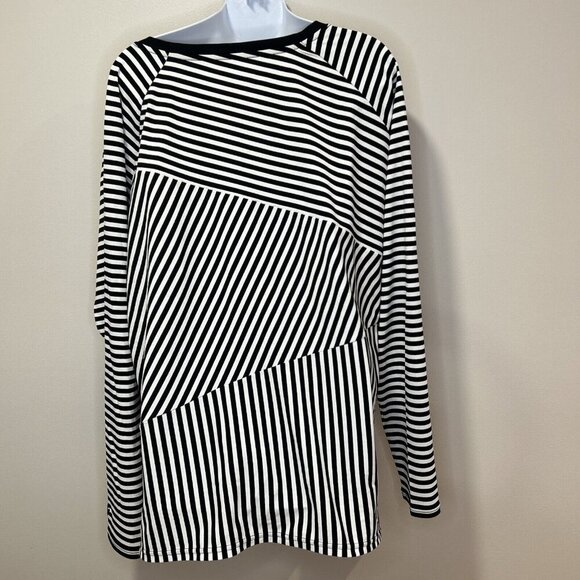 Coolibar Size 3X Black White Stripe Top 50+ Sun Protection Pullover Long Sleeve - Picture 4 of 8